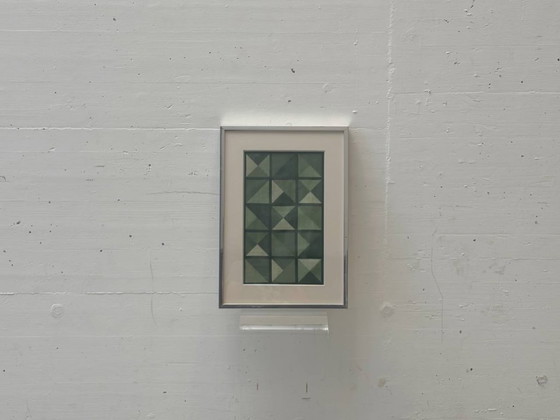 Image 1 of Geometric textile picture in an aluminum frame, 1970s