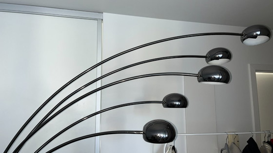 Image 1 of Vintage Cottex A-100 "Waterfall" Standerlampe – Mørk krom & Marmor (70'erne)