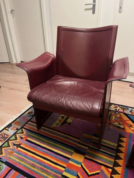 2 Tito Angoli Ledersessel Korium für Matteo Grassi aus den 80er Jahren