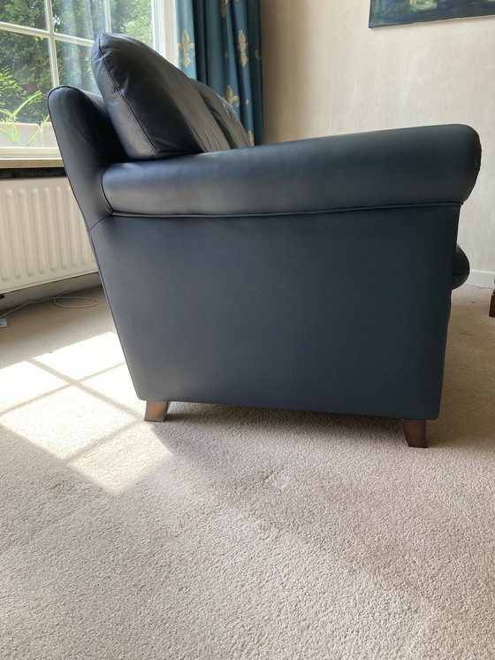 Image 1 of 3x canapé en cuir bleu