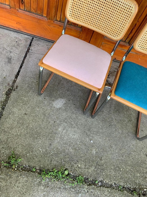 Mid-Century Modern Italian Marcel Breuer B32 Cesca Chairs, 70s set of 2, Dining chairs, Wood, Chrome, Brown (photo 9 of 9)