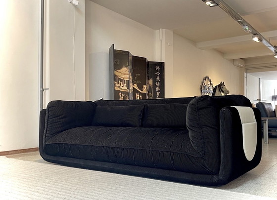 Image 1 of New Leolux Lunetta 3-Seater Sofa Black Rib Fabric