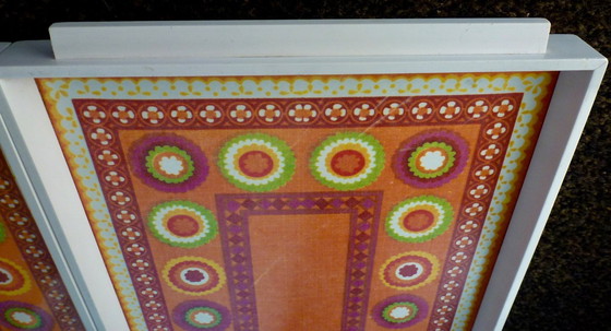 Image 1 of 2x Vassoi vintage in plastica, utilizzabili anche come decorazione da parete.