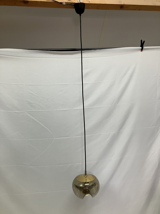 Image 1 of Suspension Vintage Futura Wave de Peill & Putzler en verre fumé