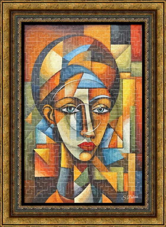 Image 1 of Tela astratta di donna / Arte astratta / Decorazione murale (50 x 75 cm)