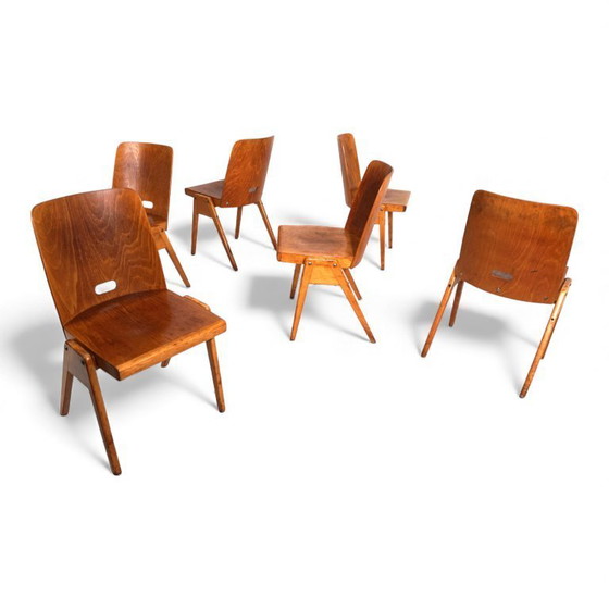 Image 1 of Set aus 6 stapelbaren Esszimmerstühlen im Bauhaus-Stil, 1960