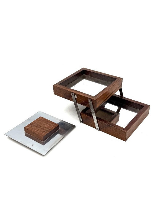 Image 1 of Mid-century mirrored wood cigarette box, France 1960