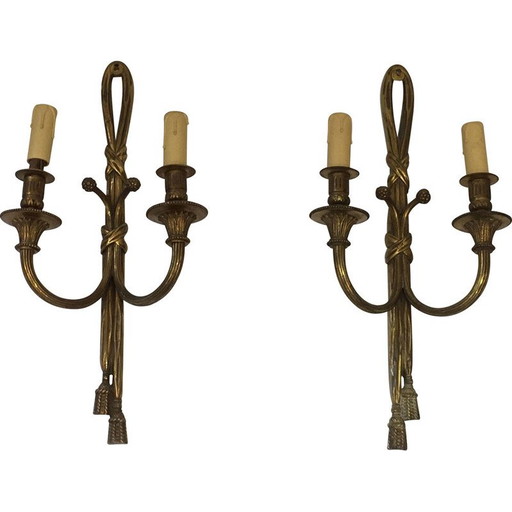 Pair of vintage bronze sconces, France 1940