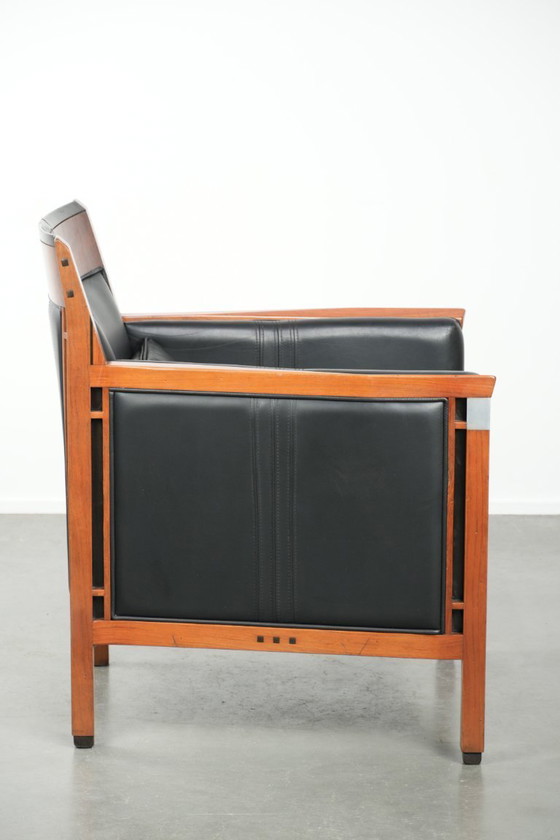 Zwarte leren Art Deco Schuitema design fauteuil, in goede staat, uit de Decoforma serie – Leather, Klassiek (photo 3 of 12)