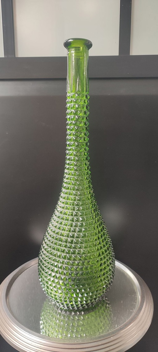 Empoli olive green diamond point bottle vase - 39 cm