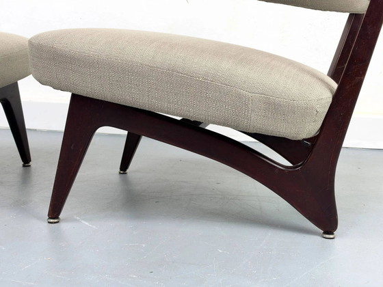 Poltrone lounge con nuovo tessuto, anni '50, Set di 2 – Legno, Mid Century Modern (photo 8 of 23)