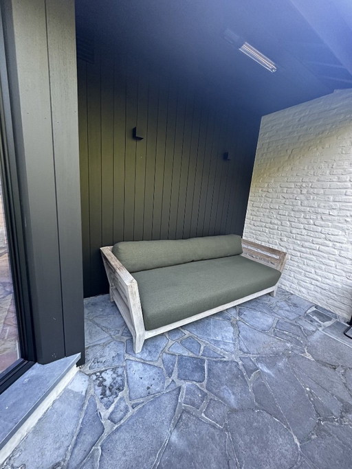 Divano in teak Mia Gommaire – banken, Textile, Wood