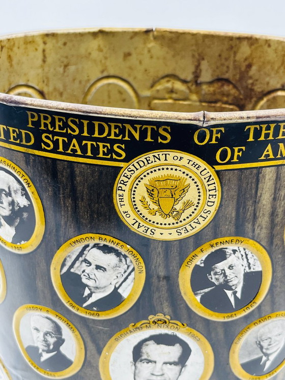 Cestino per la carta straccia vintage in metallo di J.L. Clark, Presidents – JL Clark, Oggetti decorativi (photo 4 of 15)