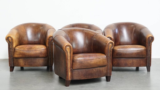 4x Unique sheep leather club chairs