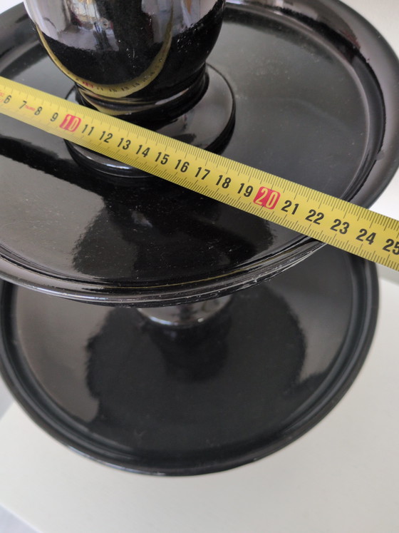 Image 1 of Grande supporto a più livelli nero / ciotola decorativa – 73 cm di altezza