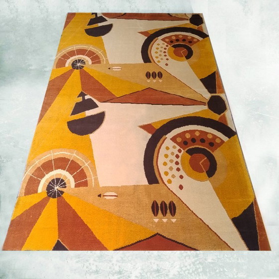 Image 1 of 1950s Constructivist Mechanical Futuristic Rug/Tapestry. Made in France