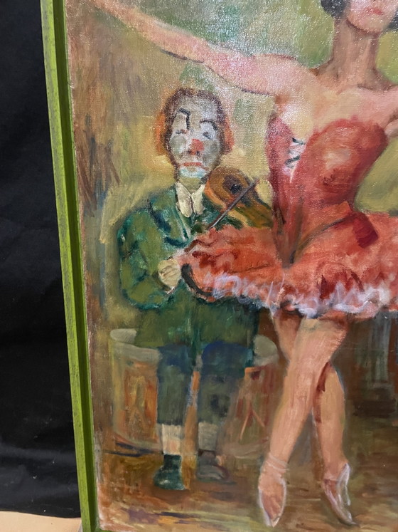 Large Oil Painting on Canvas – Circus Scene – Attributed to Christian Désiré Dely – Signed and Dated 1963 (photo 5 of 7)