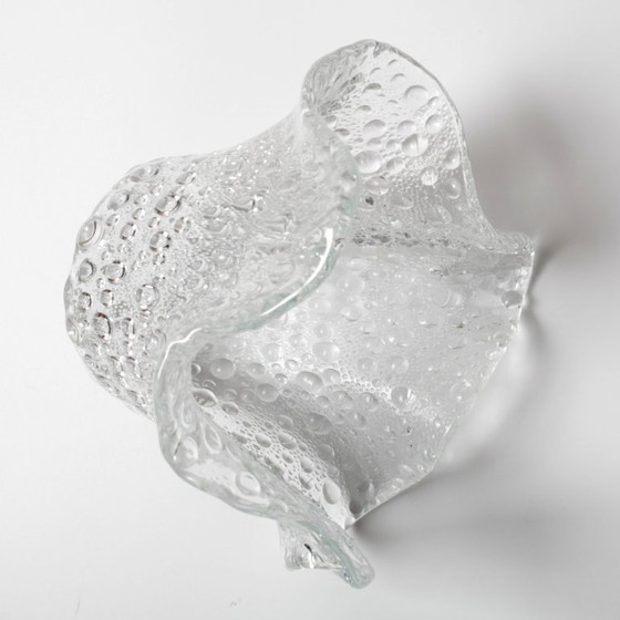 Image 1 of Mid-century Rare Clear Vintage Fazzoletto Glass Vase / Murano / Italy / 1970s