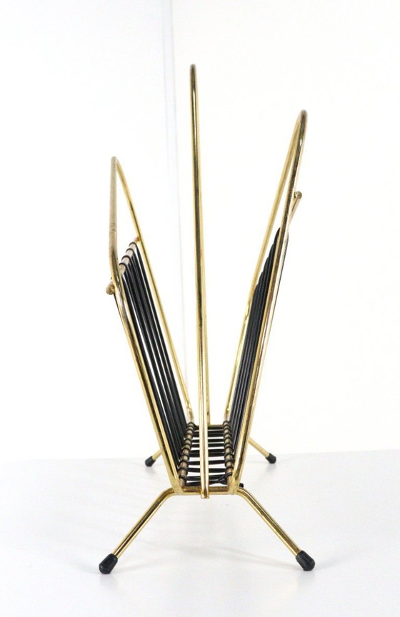 Image 1 of 1950s Brass Magazine Holder Magazine Rack