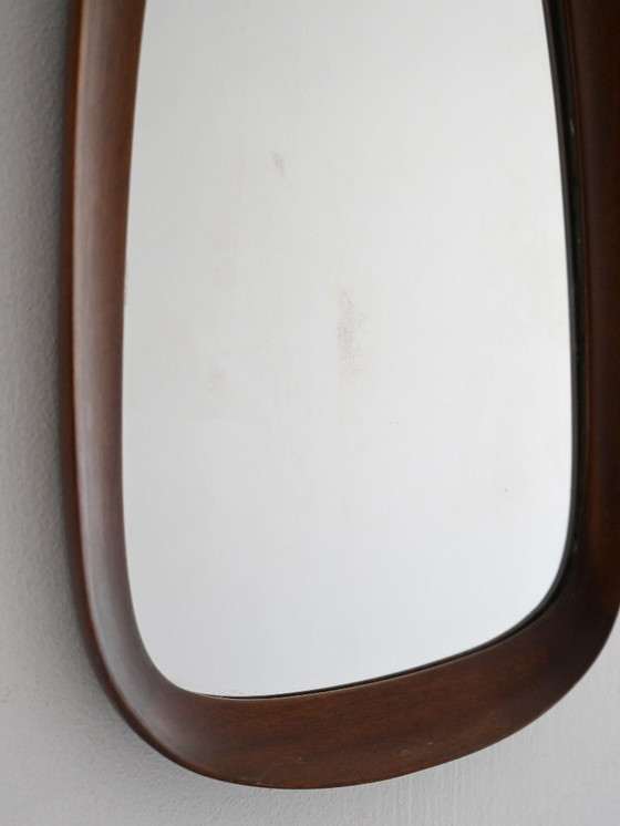 Image 1 of Scandinavian vintage mirror with curved mahogany frame