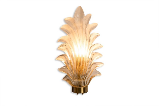 Image 1 of Par de apliques de pared de cristal de Murano con forma de helecho. Década de 1950.