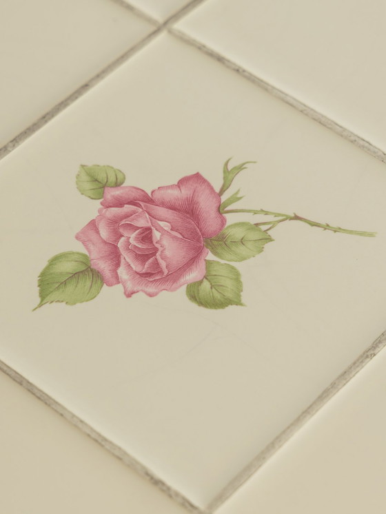 Image 1 of 50s betegelde serveerwagen