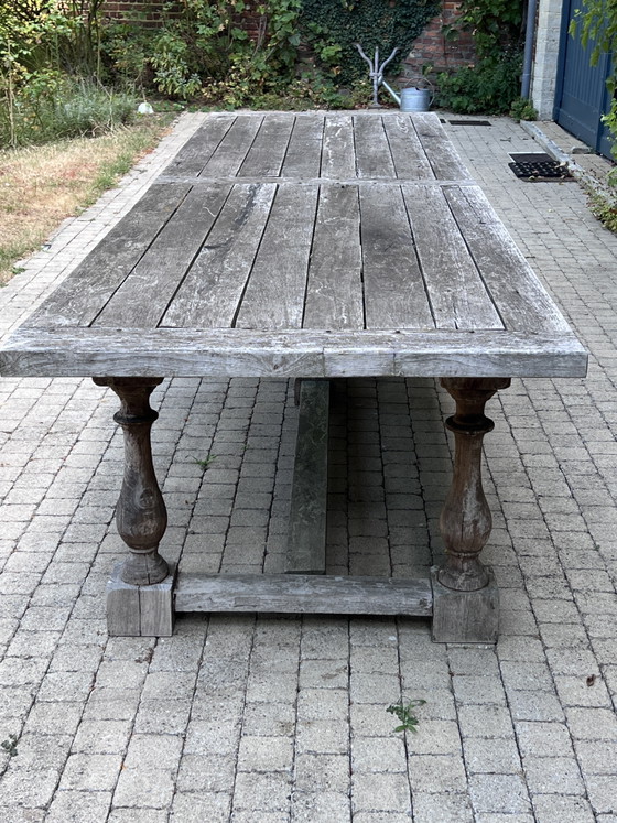 Grote Rustieke Tafel In Massief Hout – Overstock, Eettafels, Wood (photo 6 of 15)
