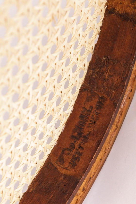 Image 1 of Set van 4 Josef Kohn gebogen houten stoelen – Oostenrijkse vintage jaren 30-50, beukenhout met Weense rieten zittingen, Thonet-s