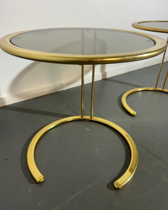 Image 1 of Ensemble de tables d'appoint en laiton '1980'