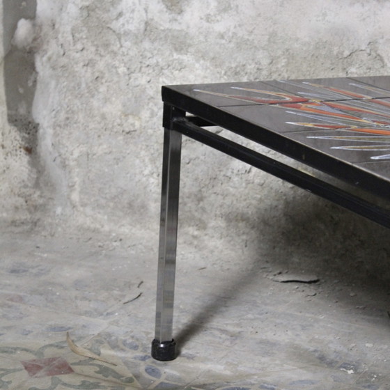 Table basse originale Adri Belarti – Table en carrelage vintage années 60/70 – Tables basses, Aluminium (photo 8 of 11)