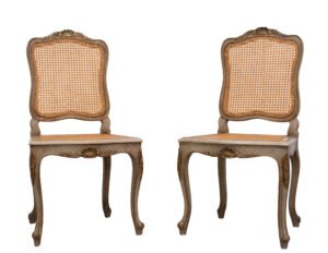 Pair of Gold and Green Painted Louis XV Style Cane Side Chairs – Dining chairs (photo 3 of 40)