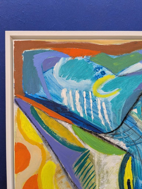 Image 1 of RIVER OTTER ESTUARY WALK ORIGINAL ACRYLIC CANVAS FRAMED NIGEL WATERS 40x40cm