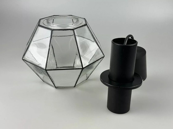 Image 1 of 60s 70s hanging lamp ceiling lamp by Limburg Leuchten Germany glass metal