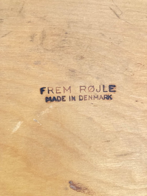 Image 1 of 2 Roundette side chairs in teak and faux leather by Hans Olsen for Frem Rojle