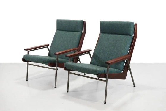 set of 2 Teak Rob Parry Lotus armchairs for Gelderland, 1960s – Wool, polished steel, Vintage (photo 7 of 7)