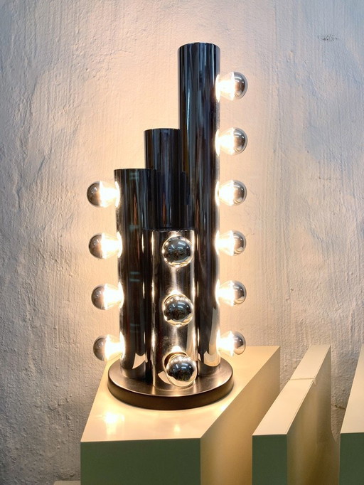 Rare Italian space age design table lamp column lamp 20-light 70s