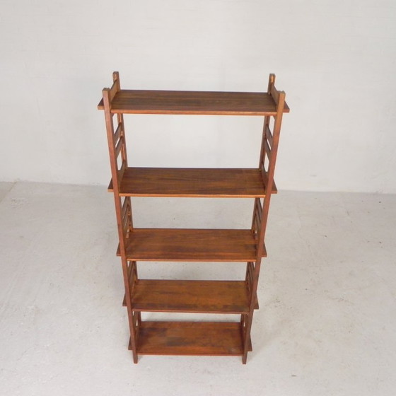 Dismountable wooden bookshelf, etagere, 1960s, Shelving unit, Brown, Vintage (photo 5 of 15)