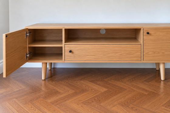 Made TV furniture 160 cm – natural oak – Scandinavian design – Wood, Mdf (photo 3 of 5)