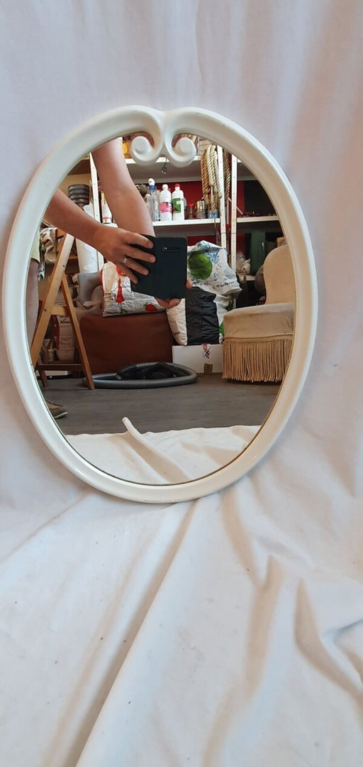 Miroir métal blanc de 1970