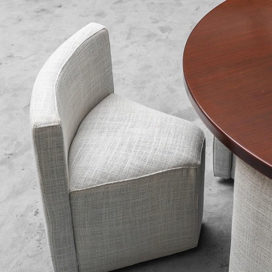 Image 1 of SET DA PRANZO VINTAGE ANNI '70 IN STILE MODERNO CON TAVOLO ROTONDO E 6 SEDIE