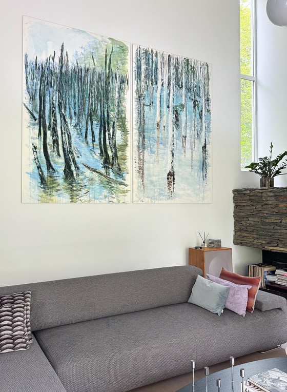 Image 1 of Œuvre en duo, huile sur papier