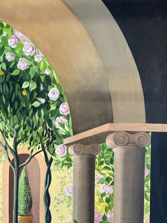 Image 1 of Monumental Mediterranean Trompe-l'Œil Garden Painting – 250 x 200 cm