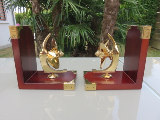 Image 1 of Buchstütze "Schiffsschraube" Palisander, Messing, 1970