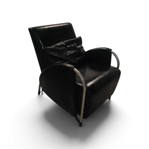 Gelderland 6020 Fauteuil in Zwart Leder, Jan des Bouvrie – Leather
