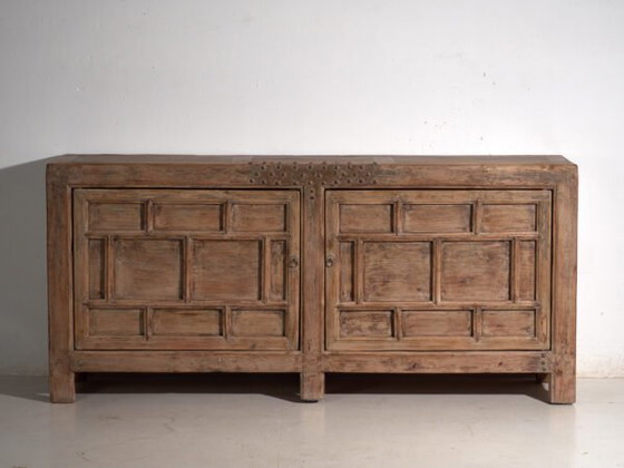 Antique panelled sideboard in pine wood – China, circa 1900 – Sideboard cabinet, Iron (photo 31 of 40)