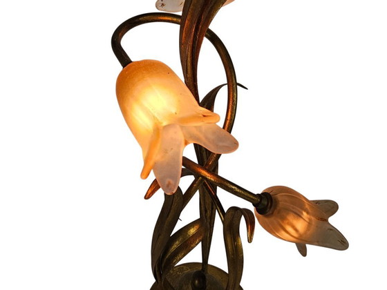 Image 1 of LS Italy - Vintage - verguld messing - Hollywood Regency stijl - tulpen - tafellamp - 1980's