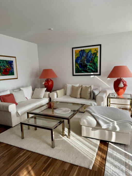 Interprofil Sofa Set, 2x Sofa + Ottoman, cream white, high quality