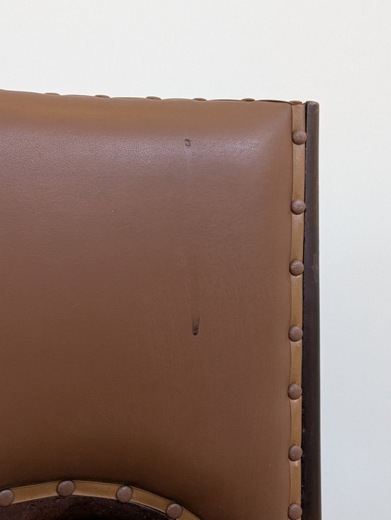 Image 1 of Chair - Wood, Leather - Set of Eight Art Deco Chairs