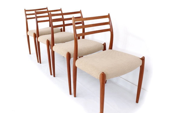 Image 1 of als nieuw, Set van 4 Niels O. Møller by J.L. Møllers, Model 78 Vintage Teak Deense Eetkamerstoelen, nieuwe bekleding, RP. 5160,-
