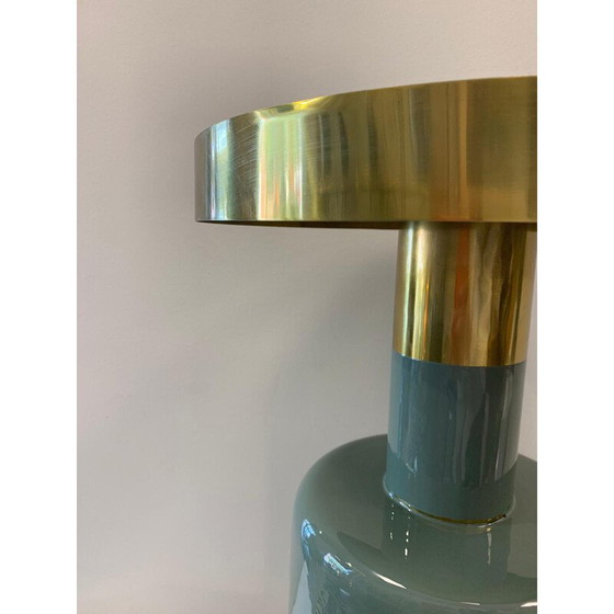 Image 1 of Vintage side table in glossy jade and gold color
